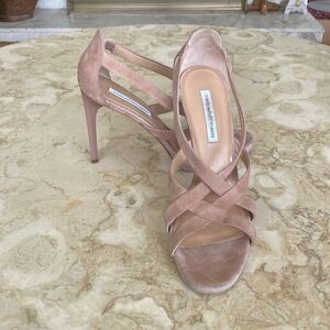 DIANE VON FURSTENBERG Suede Leather Slingback Stiletto Heels Strappy Sandals